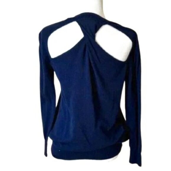 Vintage JUICY COUTURE Navy Knit Size Small Open Back Cardigan Sweater - Picture 1 of 11